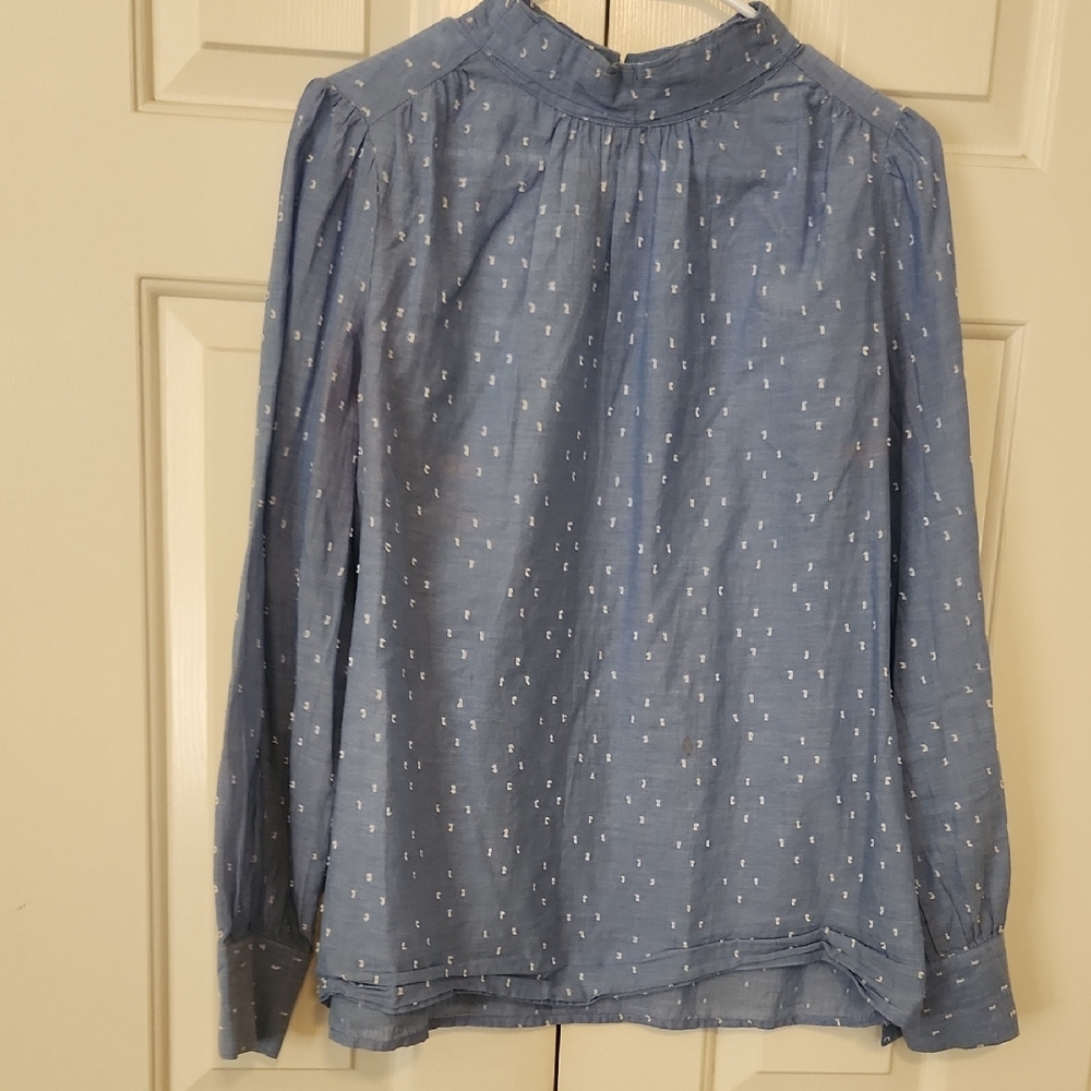 LOFT Light Blue Blouse with White Dots